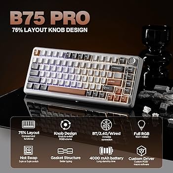 Amazon | YUNZII B75 PRO 75% ガスケットゲーミングキーボード
